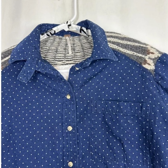 FLASH SAlE- Free People Boho Oversized Mixed Wool Knit Back Shirt - Small - EUC - Picture 3 of 8